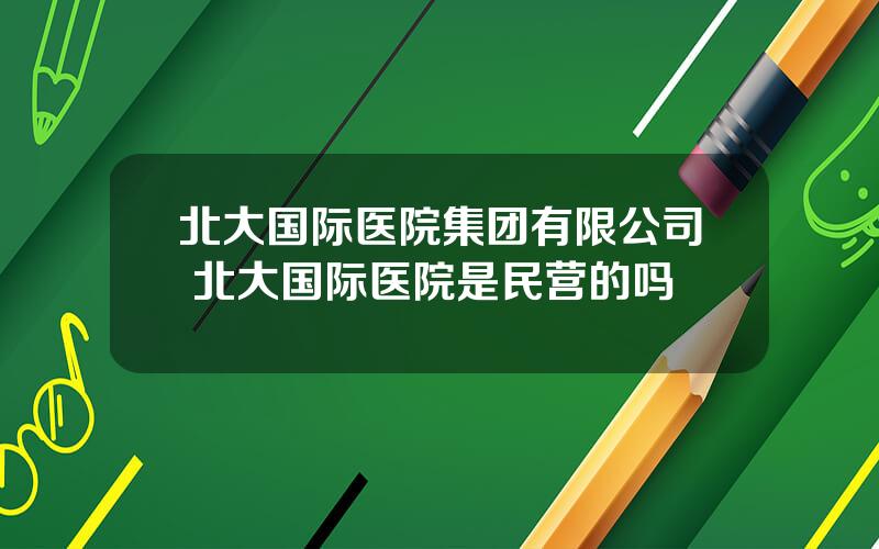 北大国际医院集团有限公司 北大国际医院是民营的吗